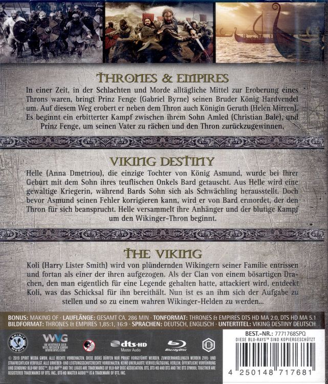 Produktbild: Wikinger Box - Drei epische Wikinger Sagas - Thrones & Empires, Viking Destiny, The Viking [3 BRs]