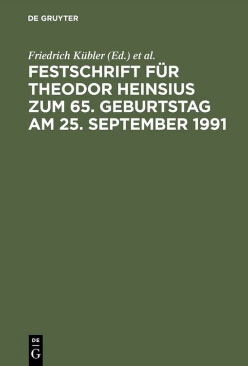 Produktbild: Festschrift f&uuml;r Theodor Heinsius zum 65. Geburtstag am 25. September 1991