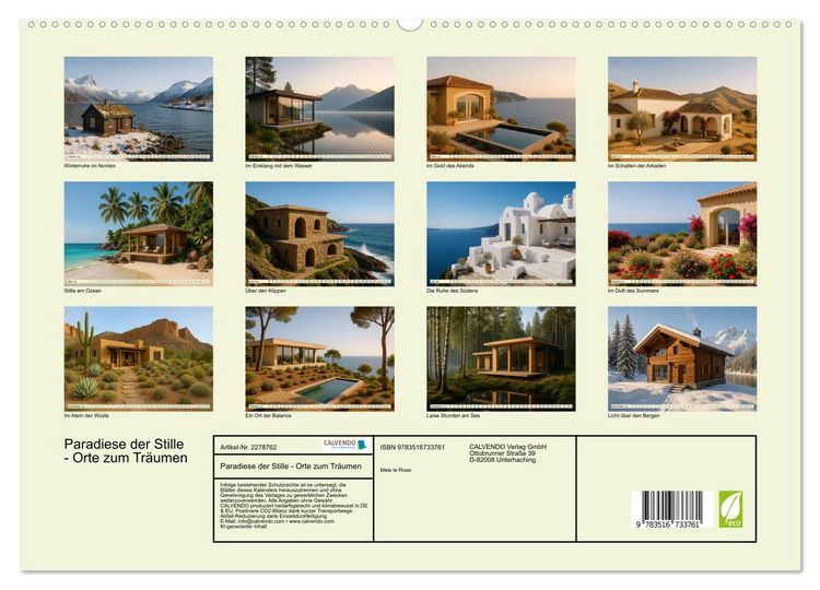 Produktbild: Paradiese der Stille - Orte zum Tr&auml;umen (hochwertiger Premium Wandkalender 2026 DIN A2 quer), Kunstdruck in Hochglanz