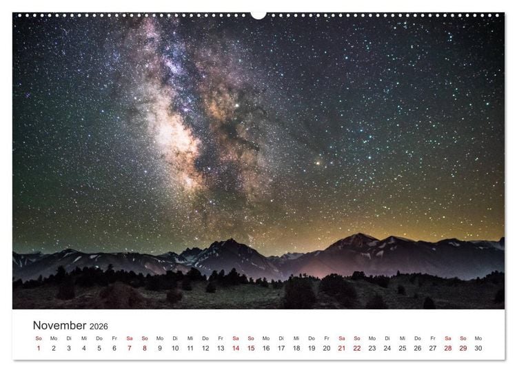 Produktbild: Nachthimmel - Unfassbare Fotografien der Sterne. (Wandkalender 2026 DIN A2 quer), CALVENDO Monatskalender