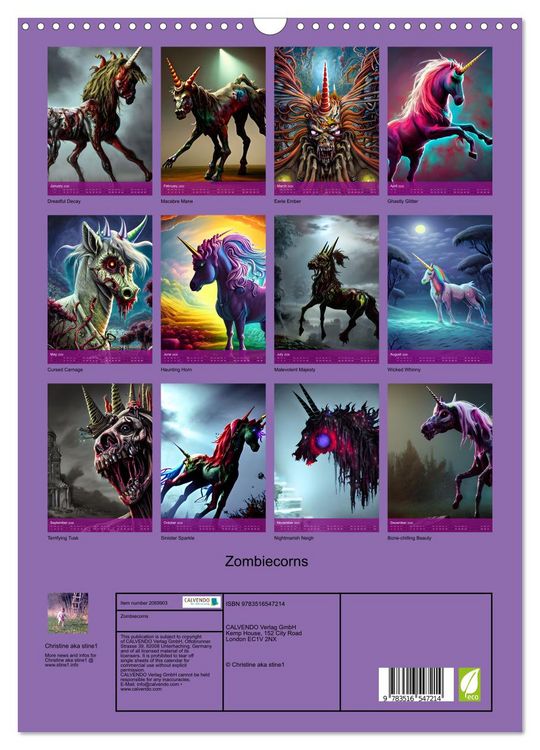 Produktbild: Zombiecorns (Wall Calendar 2026 DIN A3 portrait), CALVENDO 12 Month Wall Calendar
