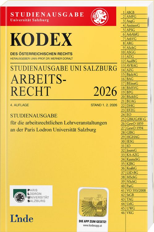 Produktbild: KODEX Studienausgabe Arbeitsrecht Salzburg 2026