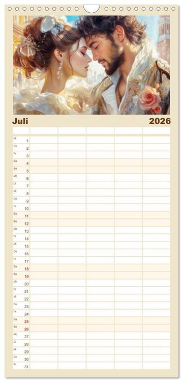 Produktbild: Familienplaner 2026 - Zarte anmutige Romanzen mit 5 Spalten (Wandkalender, 21 x 45 cm) CALVENDO