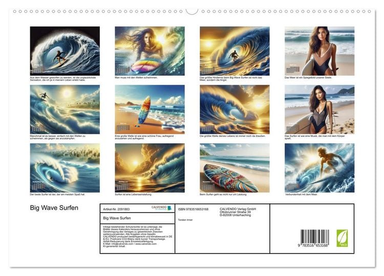 Produktbild: Big Wave Surfen (hochwertiger Premium Wandkalender 2026 DIN A2 quer), Kunstdruck in Hochglanz