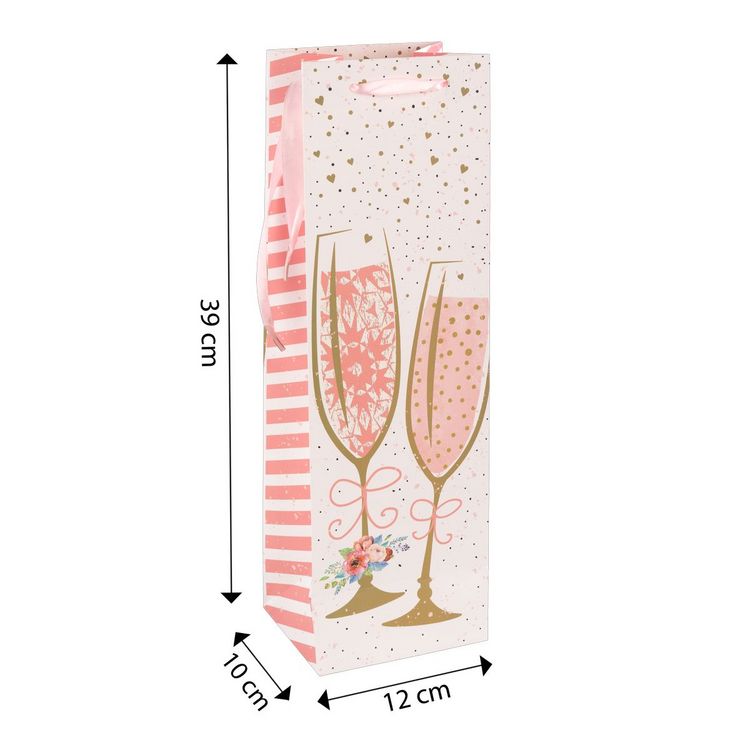 Produktbild: Idena Flaschentasche Sekt rosa 12x39x10cm 210g/m&sup2;