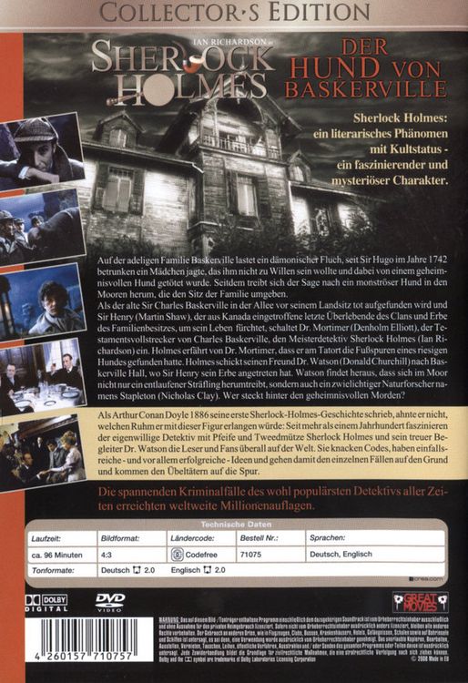 Produktbild: Sherlock Holmes - Der Hund von Baskervilles,1 DVD