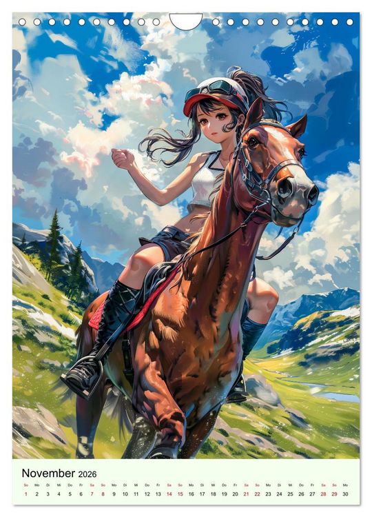 Produktbild: Pferdegl&uuml;ck - Anime-M&auml;dchen erkunden die Natur (Wandkalender 2026 DIN A4 hoch), CALVENDO Monatskalender