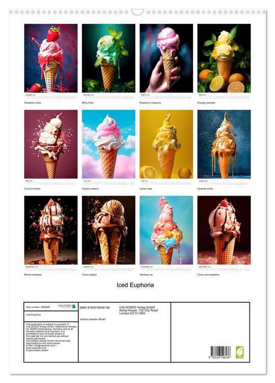 Produktbild: Iced Euphoria (Wall Calendar 2026 DIN A2 portrait), CALVENDO 12 Month Wall Calendar
