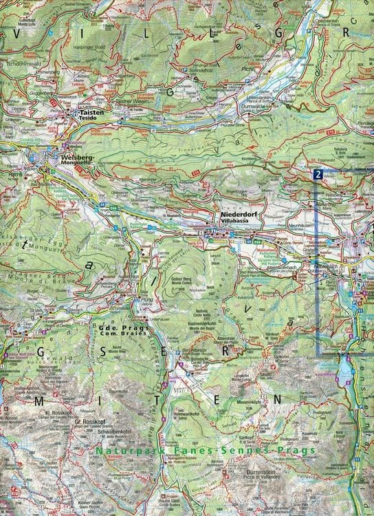 Produktbild: KOMPASS Wanderkarte 57 Bruneck, Toblach, Hochpustertal, Brunico, Dobbiaco, Alta Pusteria 1:50.000