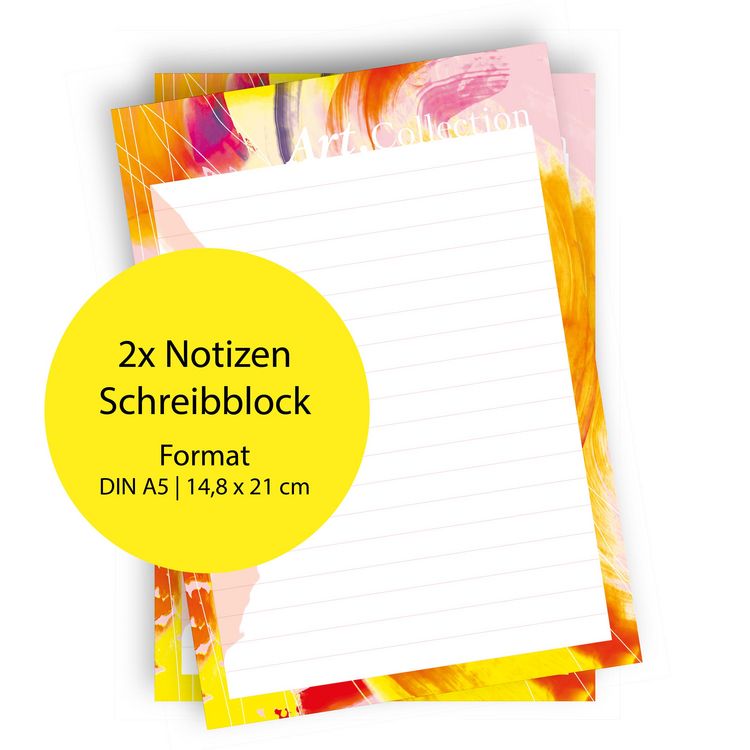 Produktbild: Notizblock-Set DIN A5. 2 Notizbl&ouml;cke 50 Seiten pro Block im A5-Format mit farbenfrohen Design aus der Art.Collection von Stay Inspired