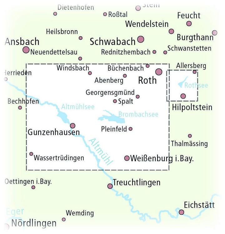 Produktbild: Publicpress Rad- und Wanderkarte Altm&uuml;hlsee, Brombachsee, Rothsee 1:50.000