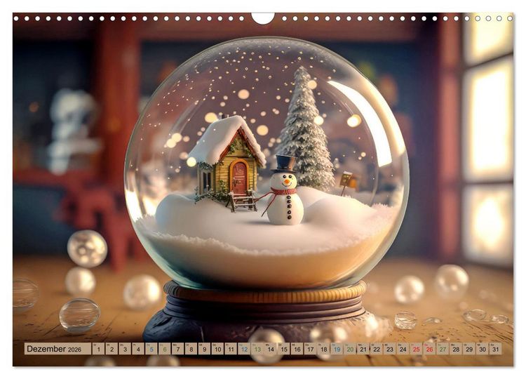 Produktbild: Miniaturwelt in der Glaskugel (Wandkalender 2026 DIN A3 quer), CALVENDO Monatskalender