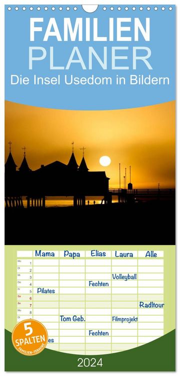 Produktbild: Familienplaner 2026 - Die Insel Usedom in Bildern mit 5 Spalten (Wandkalender, 21 x 45 cm) CALVENDO