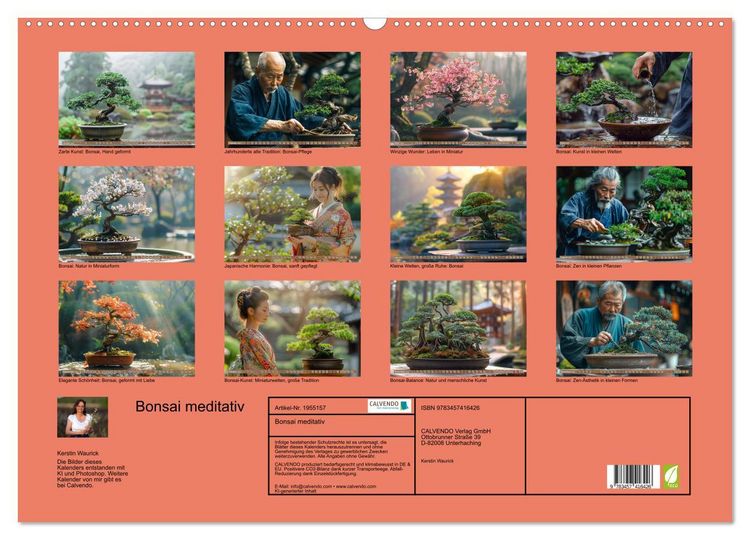 Produktbild: Bonsai meditativ (Wandkalender 2026 DIN A2 quer), CALVENDO Monatskalender