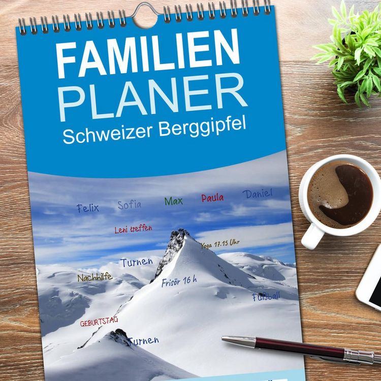 Produktbild: Familienplaner 2026 - Schweizer Berggipfel mit 5 Spalten (Wandkalender, 21 x 45 cm) CALVENDO