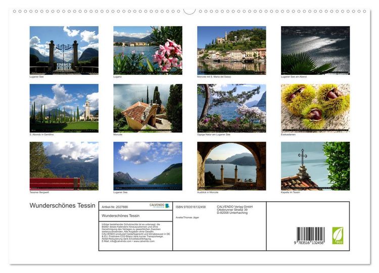 Produktbild: Wundersch&ouml;nes Tessin (hochwertiger Premium Wandkalender 2026 DIN A2 quer), Kunstdruck in Hochglanz