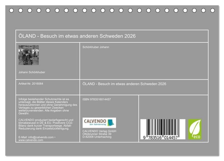 Produktbild: &Ouml;LAND - Besuch im etwas anderen Schweden 2026 (Tischkalender 2026 DIN A5 quer), CALVENDO Monatskalender