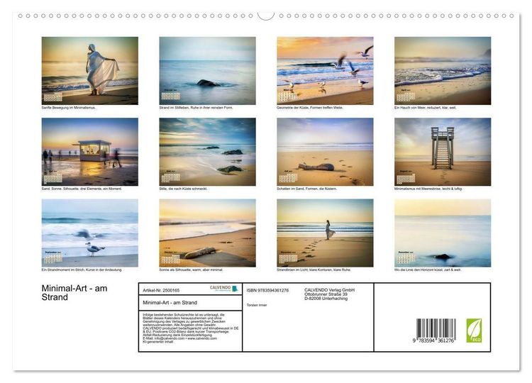 Produktbild: Minimal-Art - am Strand (hochwertiger Premium Wandkalender 2027 DIN A2 quer), Kunstdruck in Hochglanz