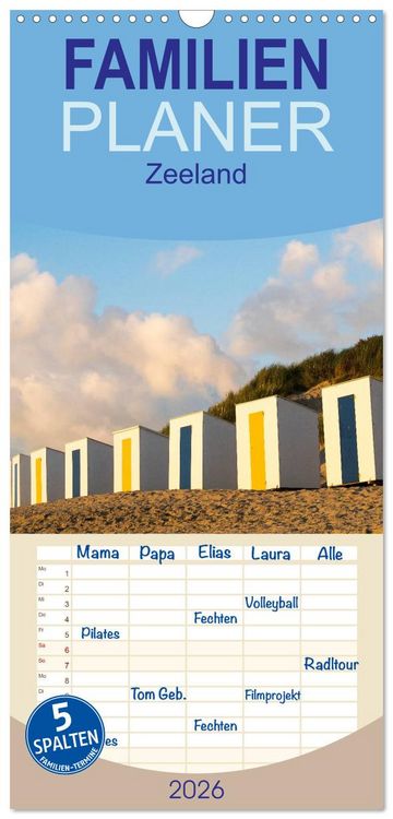 Produktbild: Familienplaner 2026 - Zeeland mit 5 Spalten (Wandkalender, 21 x 45 cm) CALVENDO