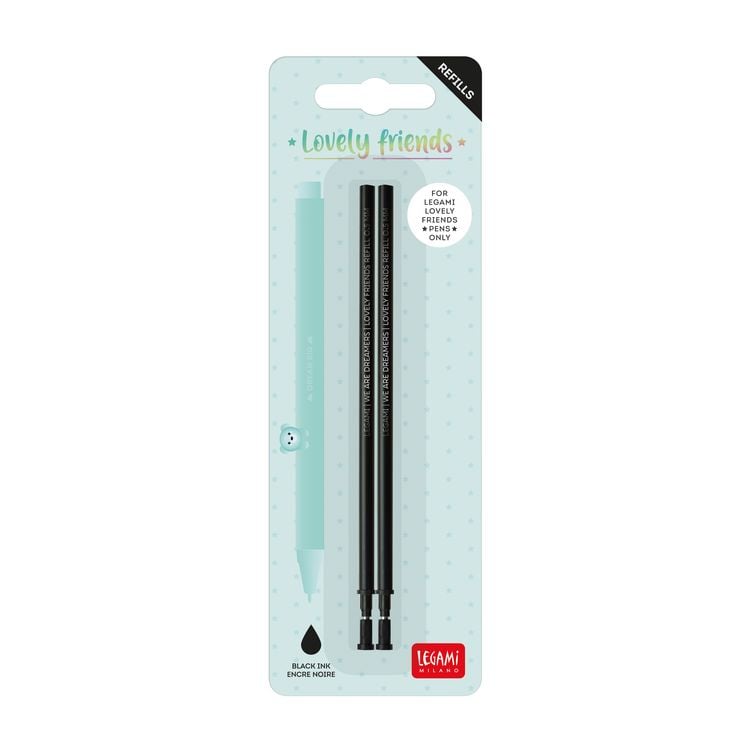 Produktbild: Legami 2 Set mit 2 Ersatzpatronen f&uuml;r Gelstift - Lovely Friends - Schwarz