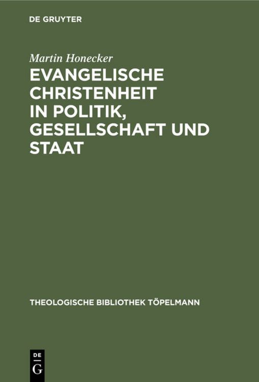 Produktbild: Evangelische Christenheit in Politik, Gesellschaft und Staat