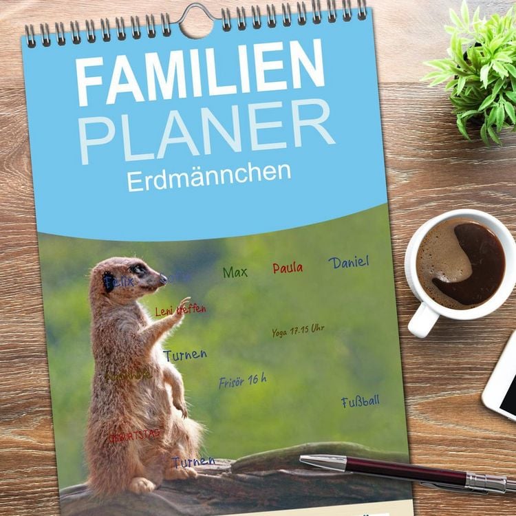 Produktbild: Familienplaner 2026 - Erdm&auml;nnchen mit 5 Spalten (Wandkalender, 21 x 45 cm) CALVENDO