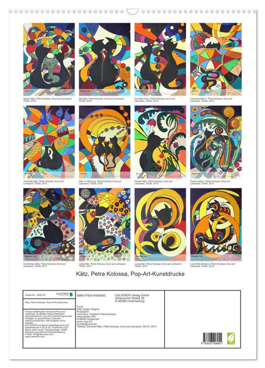 Produktbild: K&auml;tz, Petra Kolossa, Pop-Art-Kunstdrucke (Wandkalender 2026 DIN A2 hoch), CALVENDO Monatskalender