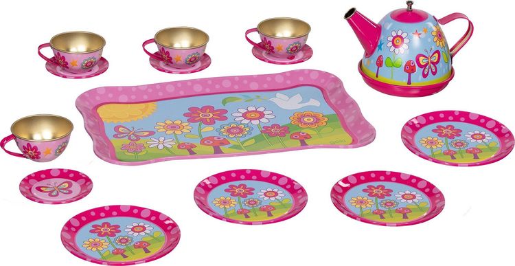 Produktbild: Teeservice aus Blech Funky Flowers