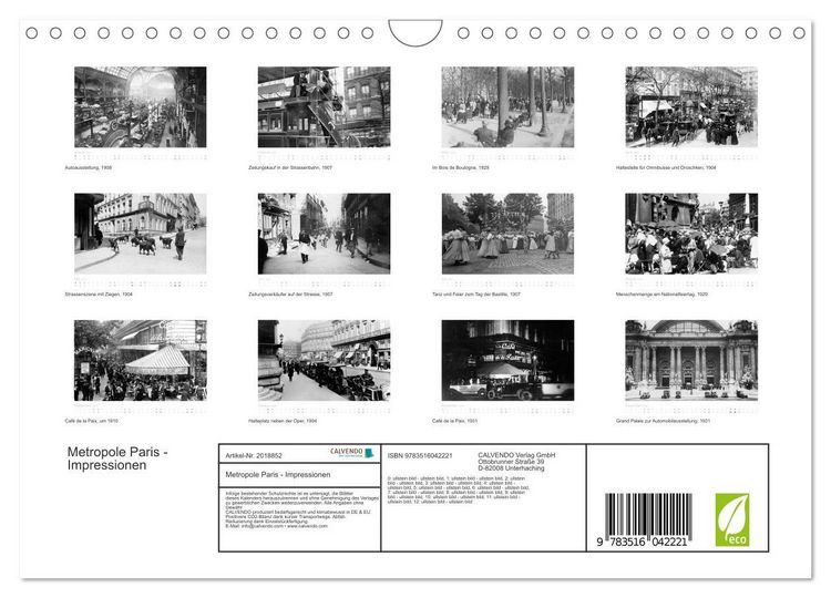 Produktbild: Metropole Paris - Impressionen (Wandkalender 2026 DIN A4 quer), CALVENDO Monatskalender
