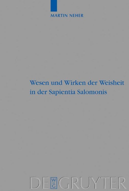 Produktbild: Wesen und Wirken der Weisheit in der Sapientia Salomonis