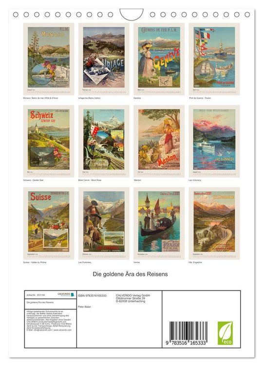 Produktbild: Die goldene &Auml;ra des Reisens (Wandkalender 2026 DIN A4 hoch), CALVENDO Monatskalender