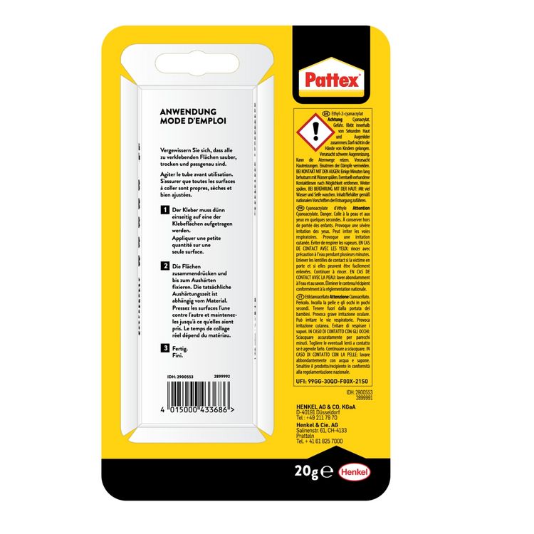Produktbild: Henkel AG & Co. KGaA Pattex 60 Sekunden Universalkleber, 20g Tube