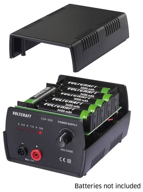 Produktbild: VOLTCRAFT CSP-300 Labornetzger&auml;t, einstellbar Gleichspannung 3 V, 4.5 V, 6 V, 7.5 V, 9 V, 12V 3A (max.) 36W Netz- und Akkubetrieb