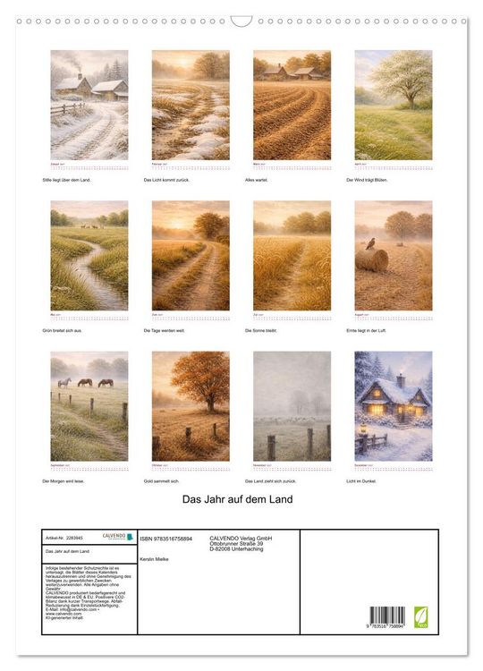 Produktbild: Das Jahr auf dem Land (Wandkalender 2027 DIN A2 hoch), CALVENDO Monatskalender