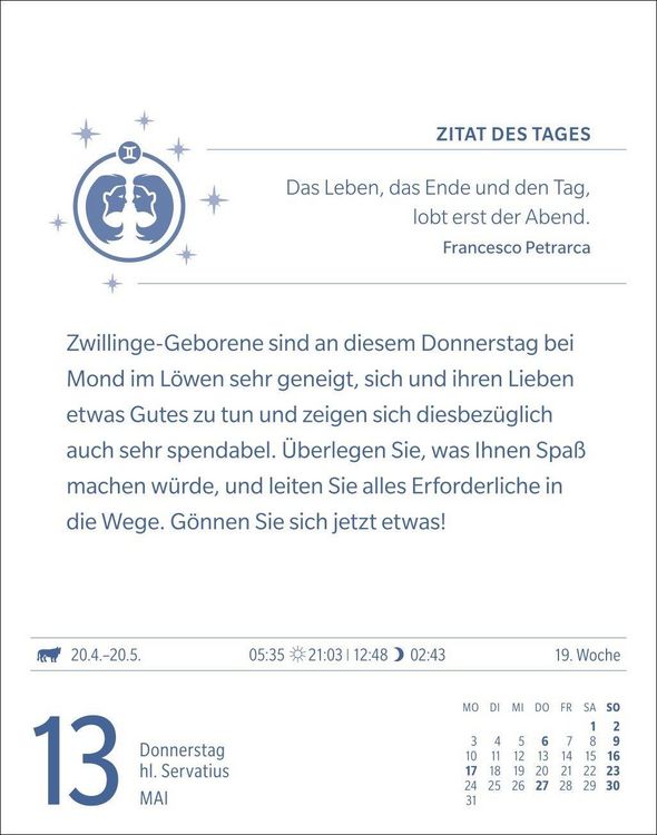 Produktbild: Zwillinge Sternzeichenkalender 2027 - Tagesabrei&szlig;kalender - Ihr Horoskop f&uuml;r jeden Tag