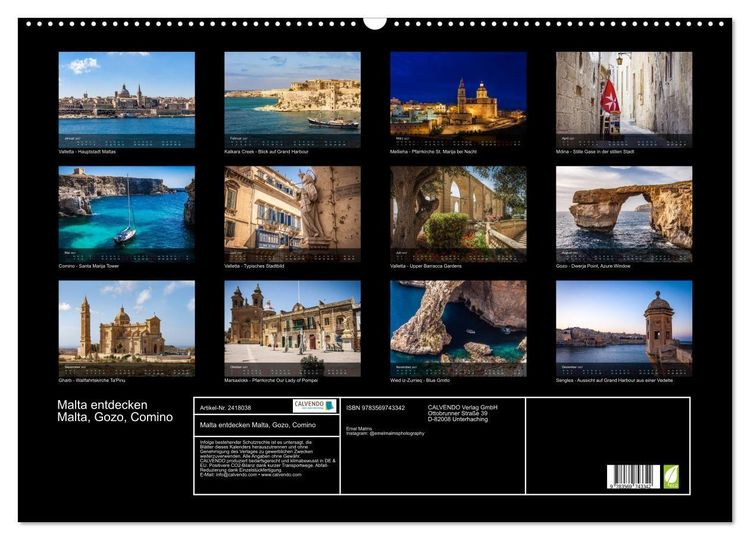 Produktbild: Malta entdecken Malta, Gozo, Comino (Wandkalender 2027 DIN A2 quer), CALVENDO Monatskalender