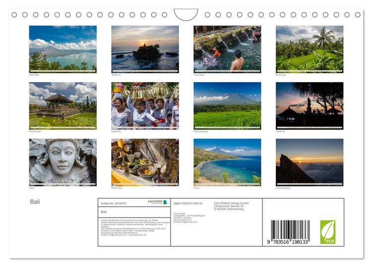 Produktbild: Bali (Wandkalender 2026 DIN A4 quer), CALVENDO Monatskalender