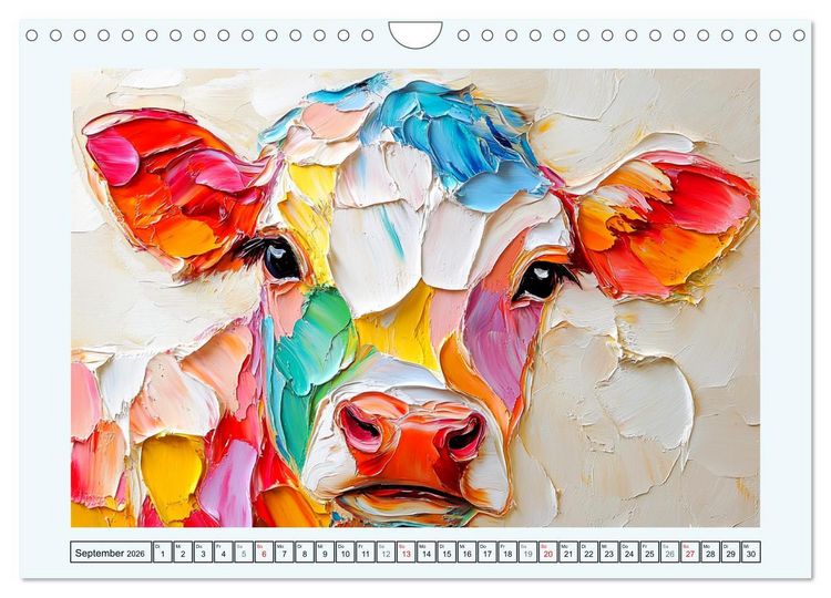 Produktbild: K&uuml;he im &Ouml;lgem&auml;lde-Stil. Ein Jahr mit lieblichen Tieren (Wandkalender 2026 DIN A4 quer), CALVENDO Monatskalender