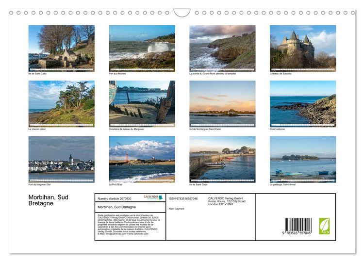 Produktbild: Morbihan, Sud Bretagne (Calendrier mural 2026 DIN A3 vertical), CALVENDO calendrier mensuel