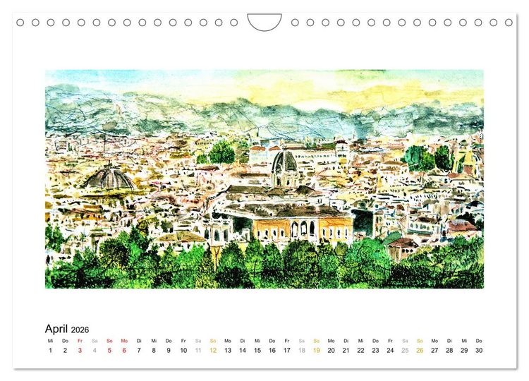 Produktbild: ROM In stillen Aquarellen (Wandkalender 2026 DIN A4 quer), CALVENDO Monatskalender