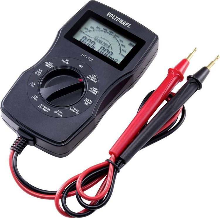 Produktbild: VOLTCRAFT Batterietester BT-501 Messbereich (Batterietester) 1,2 V, 1,5 V, 3 V, 6 V, 3,7 V, 9 V, 12 V Batterie, Akku BT-501