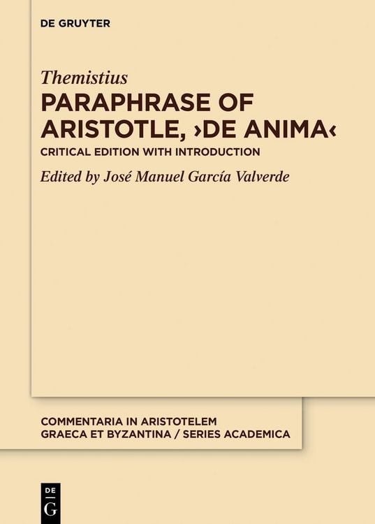 Produktbild: Paraphrase of Aristotle, &rsaquo;De anima&lsaquo;