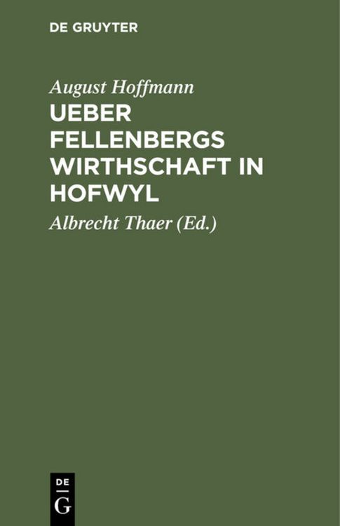 Produktbild: Ueber Fellenbergs Wirthschaft in Hofwyl