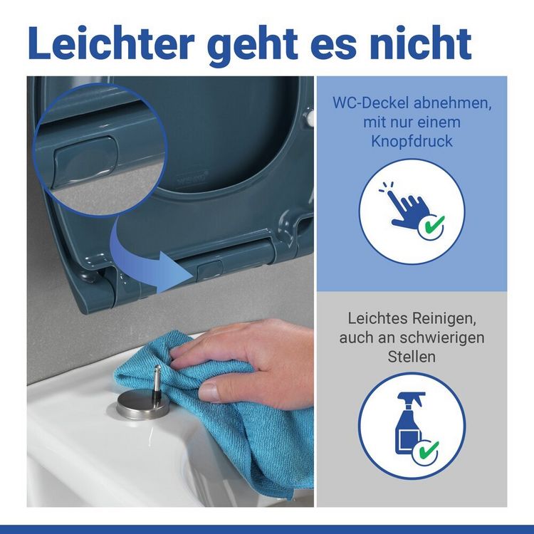 Produktbild: WC Sitz Mod. Samos Slate Blue, Toilettendeckel mit Absenkautomatik