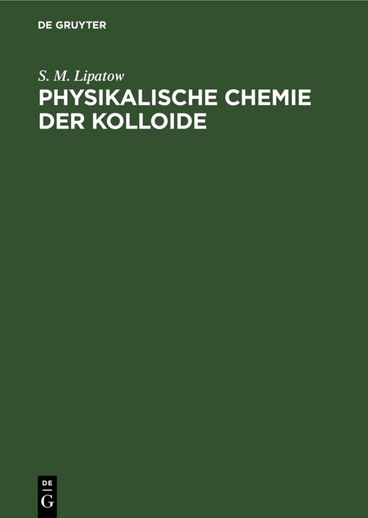 Produktbild: Physikalische Chemie der Kolloide