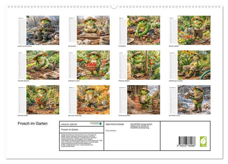 Produktbild: Frosch im Garten (hochwertiger Premium Wandkalender 2027 DIN A2 quer), Kunstdruck in Hochglanz
