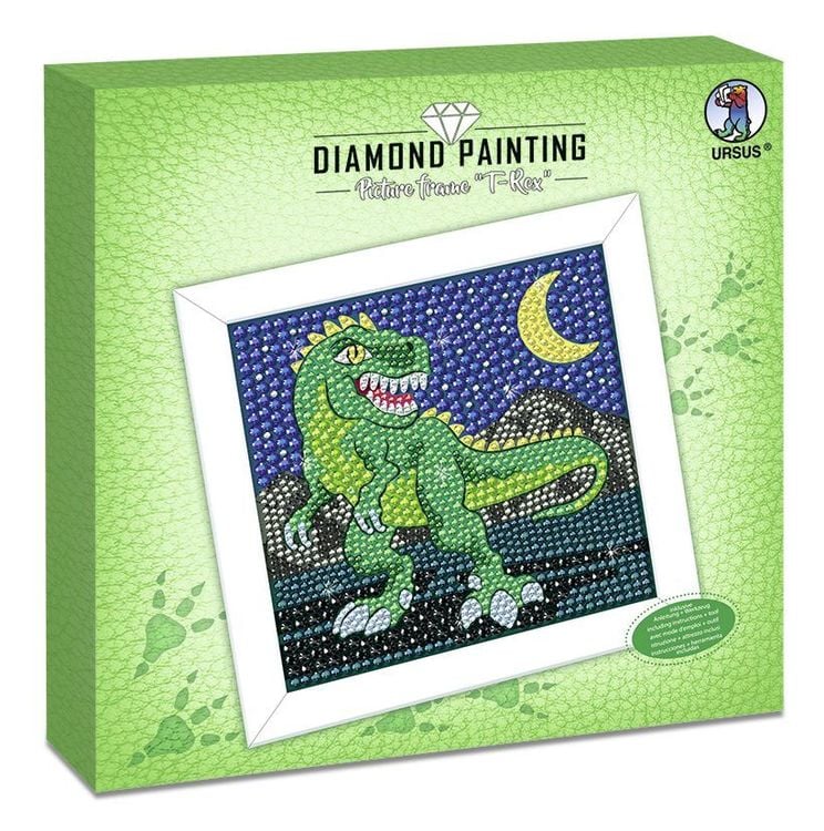 Bild vom Artikel URSUS Kinder-Bastelsets Diamond Painting Picture Frame TRex, Holzrahmen weiß lackiert, 20 x 20 x 3 cm vom Autor 