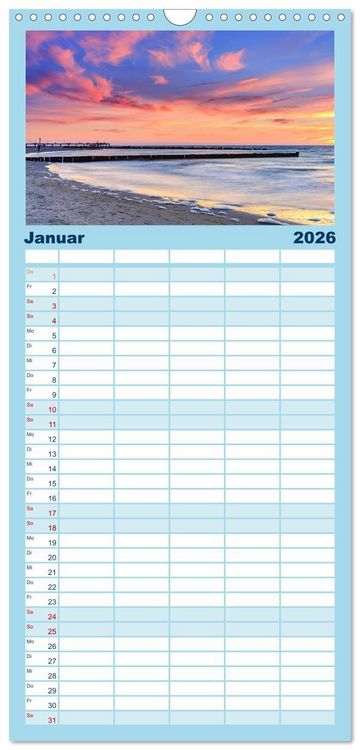 Produktbild: Familienplaner 2026 - Fischland-Dar&szlig;-Zingst Impressionen der Halbinsel mit 5 Spalten (Wandkalender, 21 x 45 cm) CALVENDO