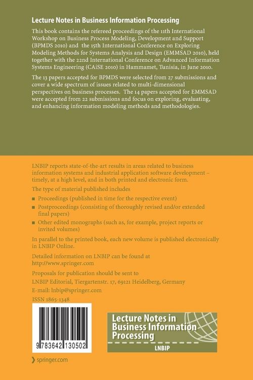 Produktbild: Enterprise, Business-Process and Information Systems Modeling