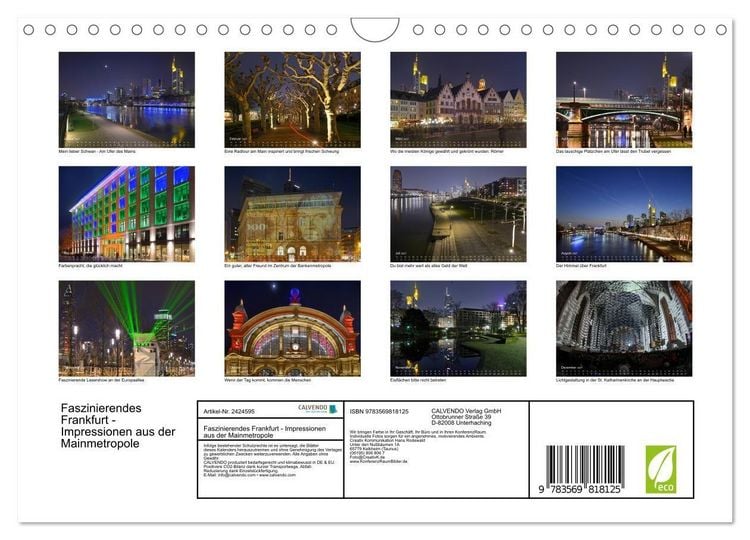 Produktbild: Faszinierendes Frankfurt - Impressionen aus der Mainmetropole (Wandkalender 2027 DIN A4 quer), CALVENDO Monatskalender